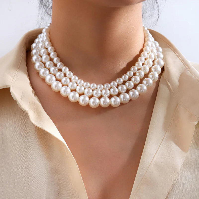 Multi layered pearl necklace