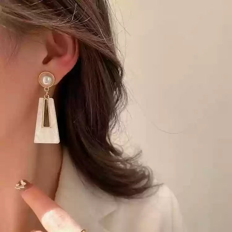 White Geometrical Earring