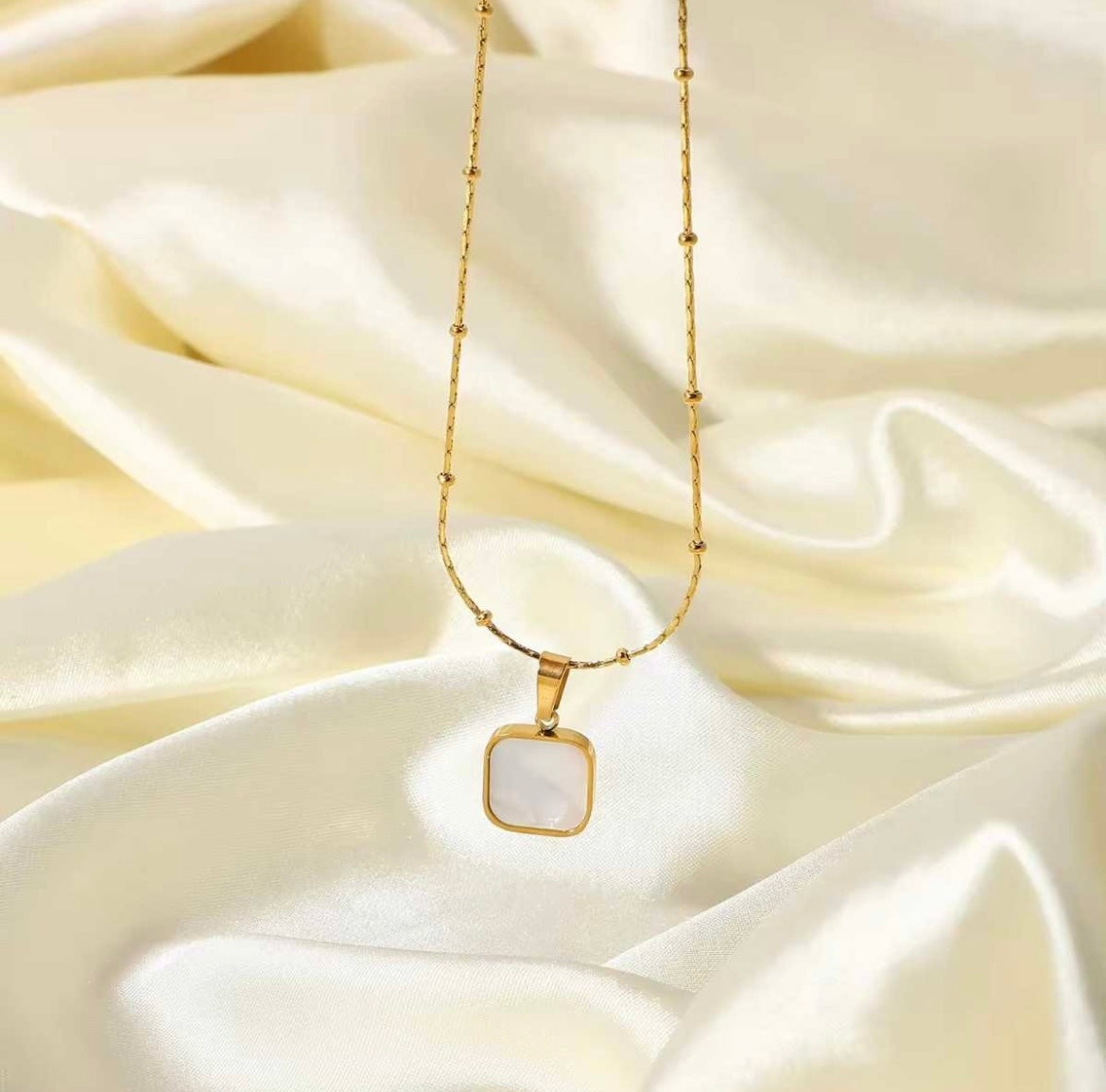 Square White Shell Necklace