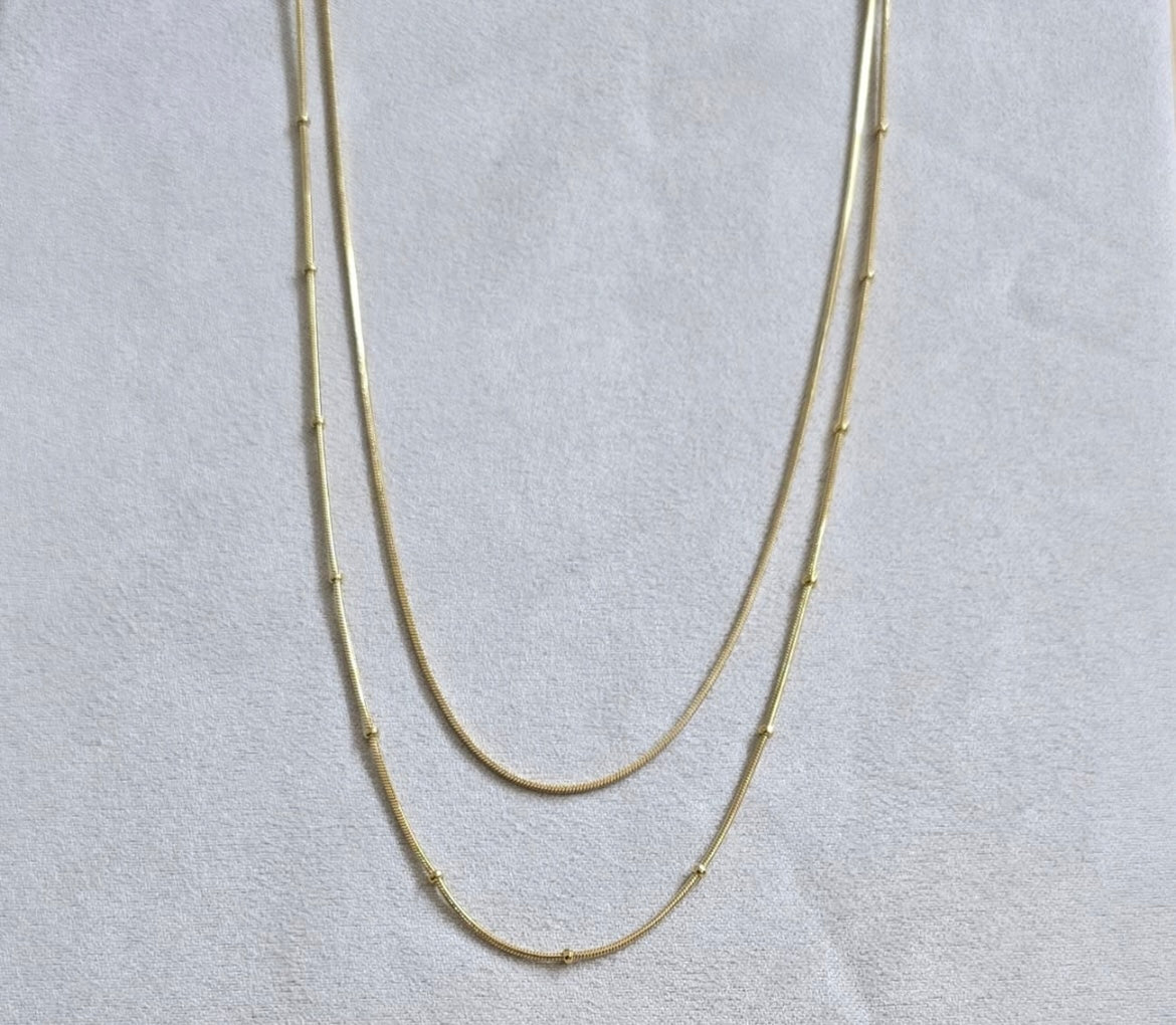 Anti Tarnish Double Layer Bead Necklace