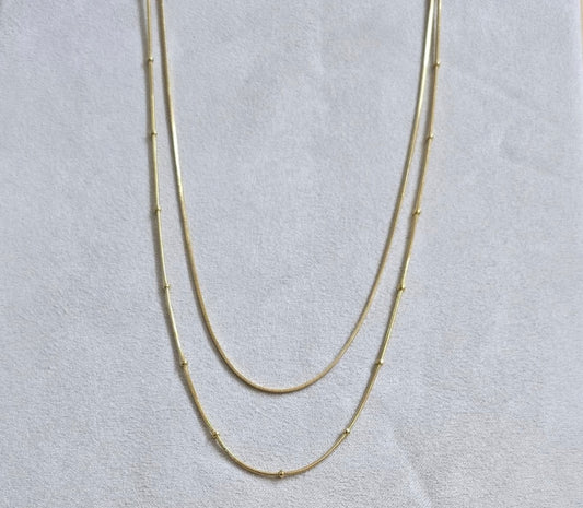 Anti Tarnish Double Layer Bead Necklace